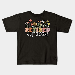 Retired 2024 Retirement For Women 2024 Wildflower Kids T-Shirt